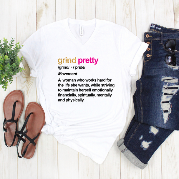 Grind Pretty Definition V Neck Tee - white - Grind Pretty