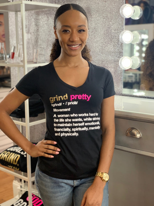 Grind Pretty Definition V Neck Tee - black - Grind Pretty