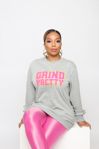 Varsity Grind Pretty Tunic Sweatshirt - Grind Pretty