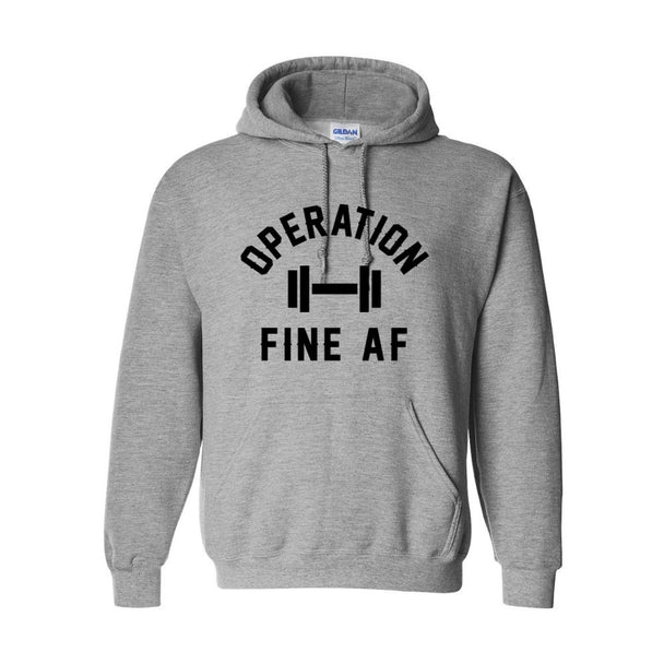 "Operation Fine AF" Hoodie- Grey - Grind Pretty